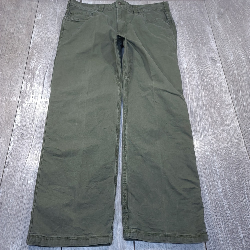 Prana Zion Pants Mens 38x32 Green Organic Cotton Stretch Hiking Climbing Utility